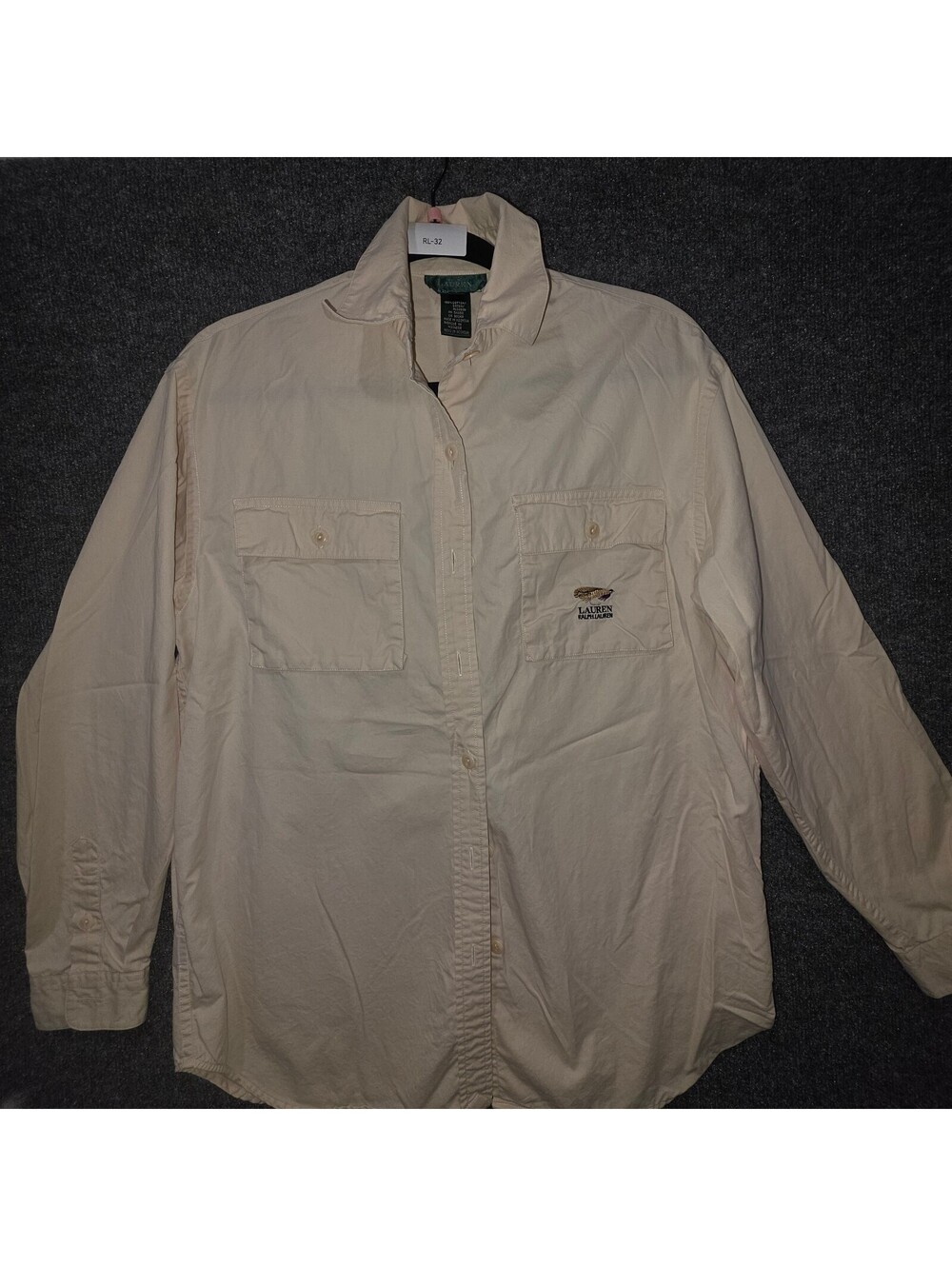 RL33. Vintage Lauren Ralph Lauren Pheasant Safari Field Shirt Small Khaki  Y2K